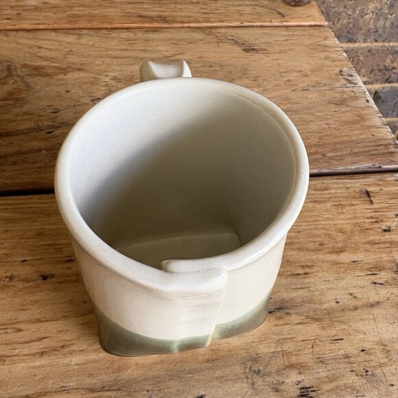 Handmade Pottery Coffee Mug Colleen Deiss  Bicycles Cream Green Glazed Ceramic - Picture 4 of 12